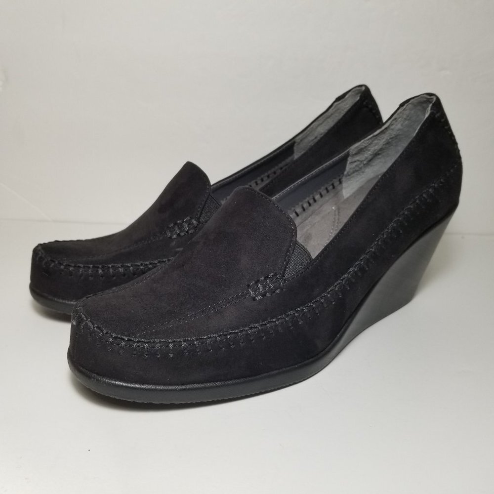 Aerosoles Social Gathering wedge heels black sz 10